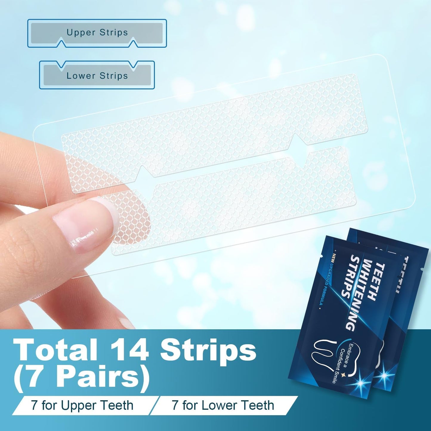 Teeth Whitening Strips - 14 Strips, Non-Slip for Sensitive Teeth | 7-Set Whitening Kit