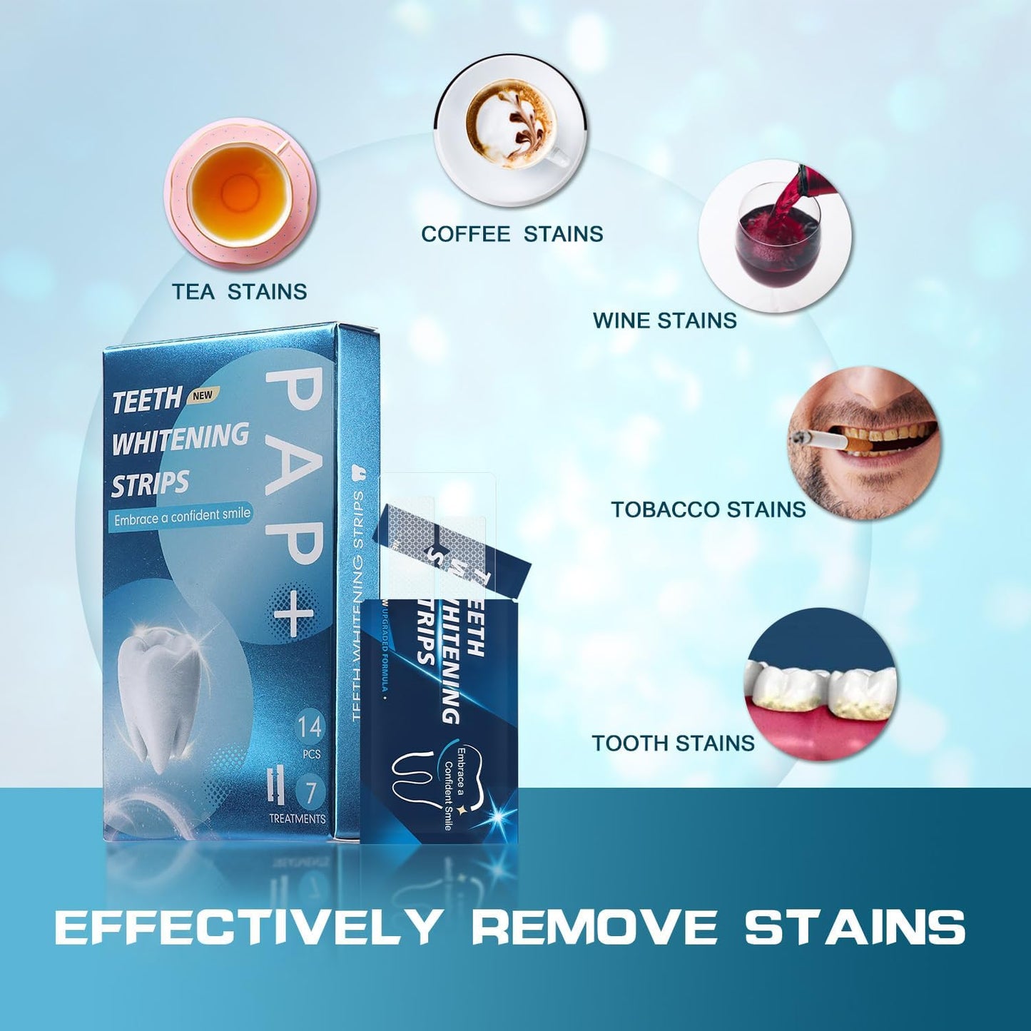 Teeth Whitening Strips - 14 Strips, Non-Slip for Sensitive Teeth | 7-Set Whitening Kit
