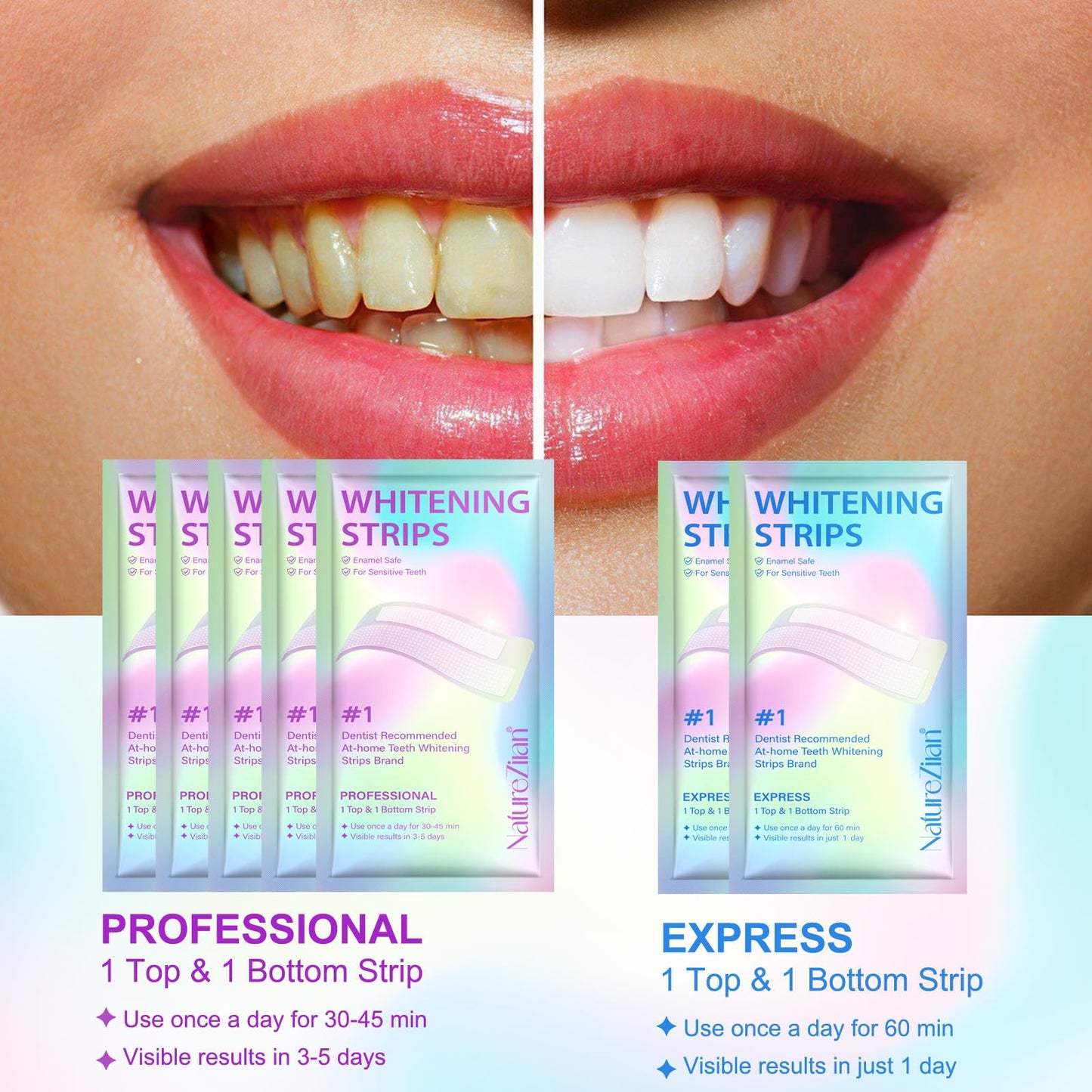 Teeth Whitening Strips - Peroxide Free, Sensitive Whitening (28pcs)
