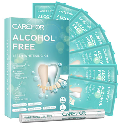 Teeth Whitening Strips Kit with Pen – Sensitive Teeth Safe (14 Strips)