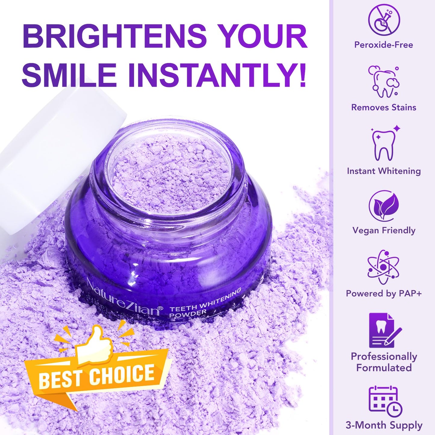 Teeth Whitening Powder 14g – No Sensitivity & Stain Removal for Coffee, Tea & Tobacco
