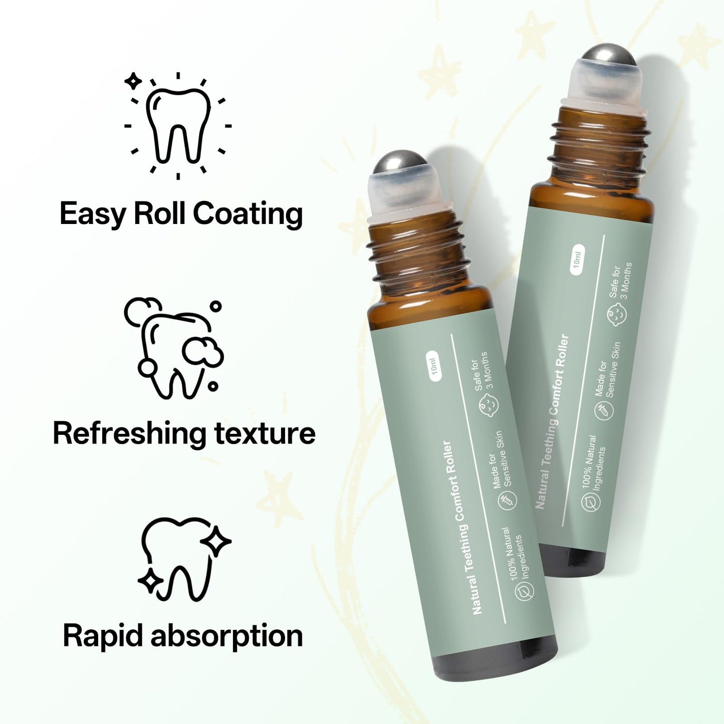 Teething Roller – Mamas Teether | All-Natural Baby Teething Oil Roller (2-Pack)