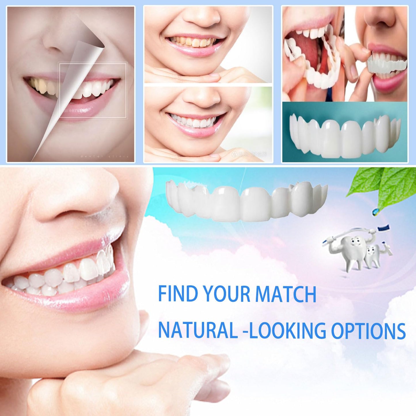 Temporary Veneer Kit for Men & Women - Adjustable, Natural & Comfortable (2/4 Piece Set)