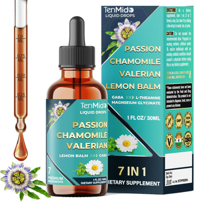 Tenmido 7in1 Passion Flower Drops 30ml – Chamomile, Valerian & Magnesium Glycinate