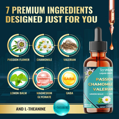 Tenmido 7in1 Passion Flower Drops 30ml – Chamomile, Valerian & Magnesium Glycinate