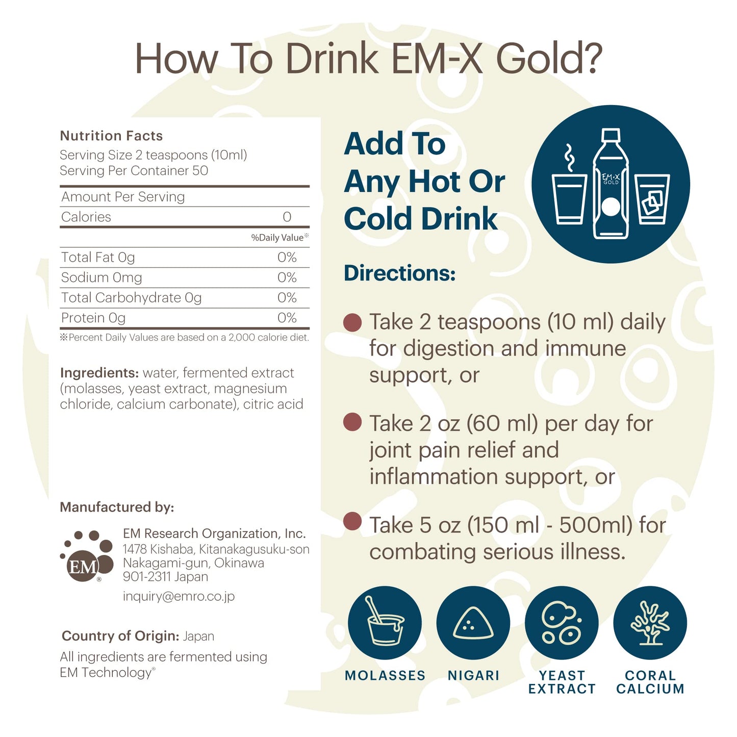 TeraGanix EM-X Gold Prebiotic Drink – Doctor-Formulated Gut Health & pH Balance, 500mL
