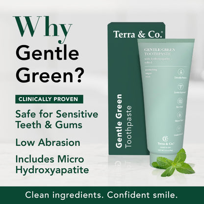 Terra & Co. Toothpaste Combo – Brilliant Black & Gentle Green (3.4 oz) – US-Made, Fluoride/SLS-Free