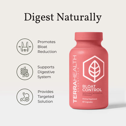 Terra Health Essentials Bloat Control | Fast-Acting No Bloat Relief with Digestive Enzymes & Probiotics