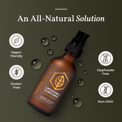 Terra Health Essentials Liposomal Curcumin Drops — Joint Support with Turmeric & Black Pepper, 5X Absorption, 30 Servings, Vegan