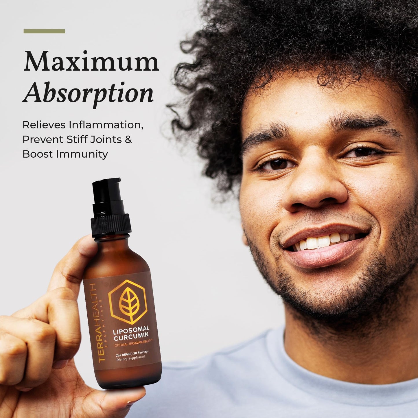 Terra Health Essentials Liposomal Curcumin Drops — Joint Support with Turmeric & Black Pepper, 5X Absorption, 30 Servings, Vegan