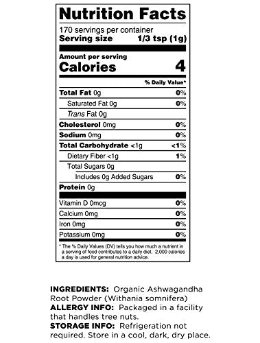 Terrasoul Superfoods Organic Ashwagandha Root Powder 6oz