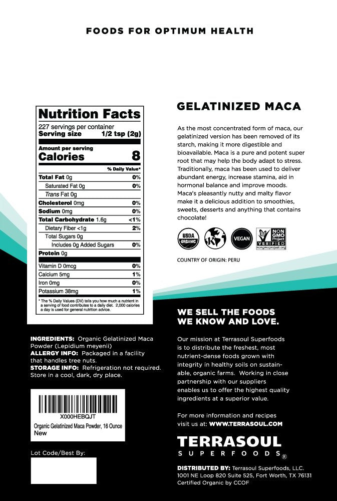 Terrasoul Superfoods Organic Gelatinized Maca Powder, 5 Lbs - Premium Quality | Supports Increased Stamina & Energy | Gelatinized for Easy Digestion