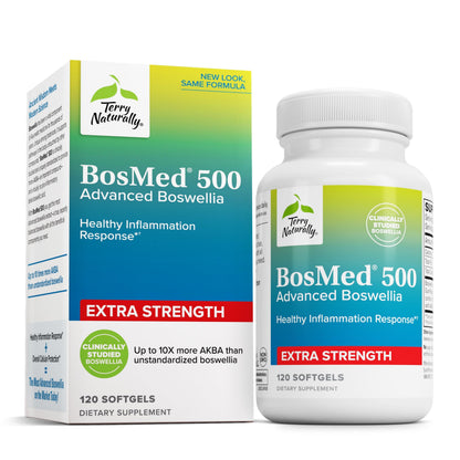 Terry Naturally BosMed 500 Extra Strength Boswellia Softgels for Lung Support | AKBA-Rich Boswellia Serrata, 120 Softgels