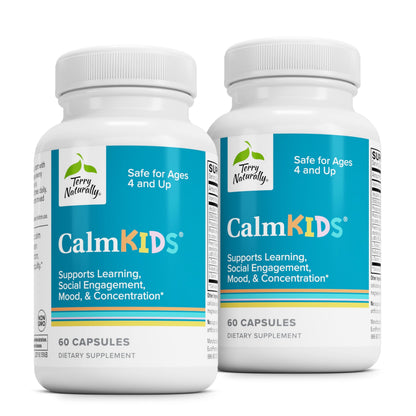 Terry Naturally Calm Kids – Calming Brain Health Supplement for Focus, Memory & Concentration | 60 Capsules (Pack of 2)