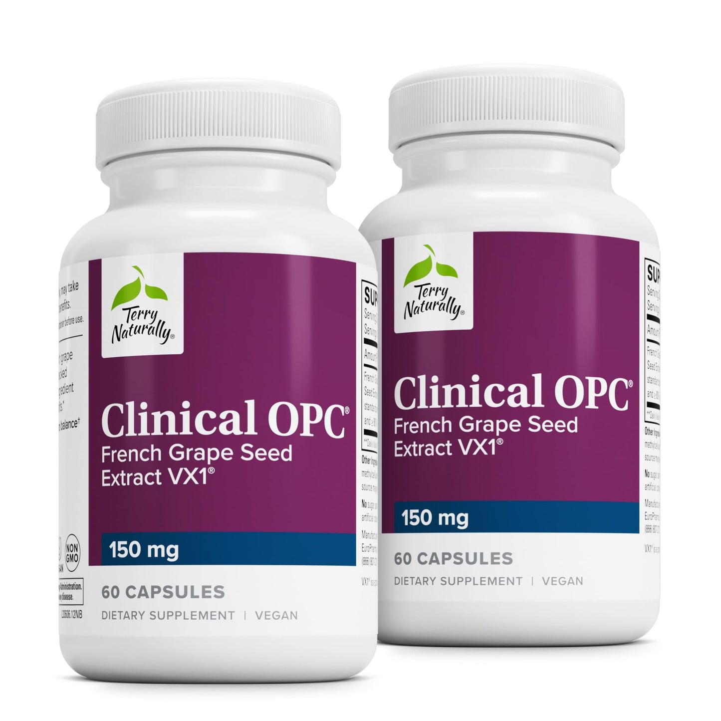 Terry Naturally Clinical OPC: Cardiovascular Health & Focus Support – Grape Seed Extract + Sunflower Lecithin, 150 mg, 60 Softgels (Pack of 2)