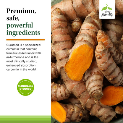 Terry Naturally CuraMed 750 mg - High-Potency Curcumin for Brain, Heart & Immune Support | 120 Softgels