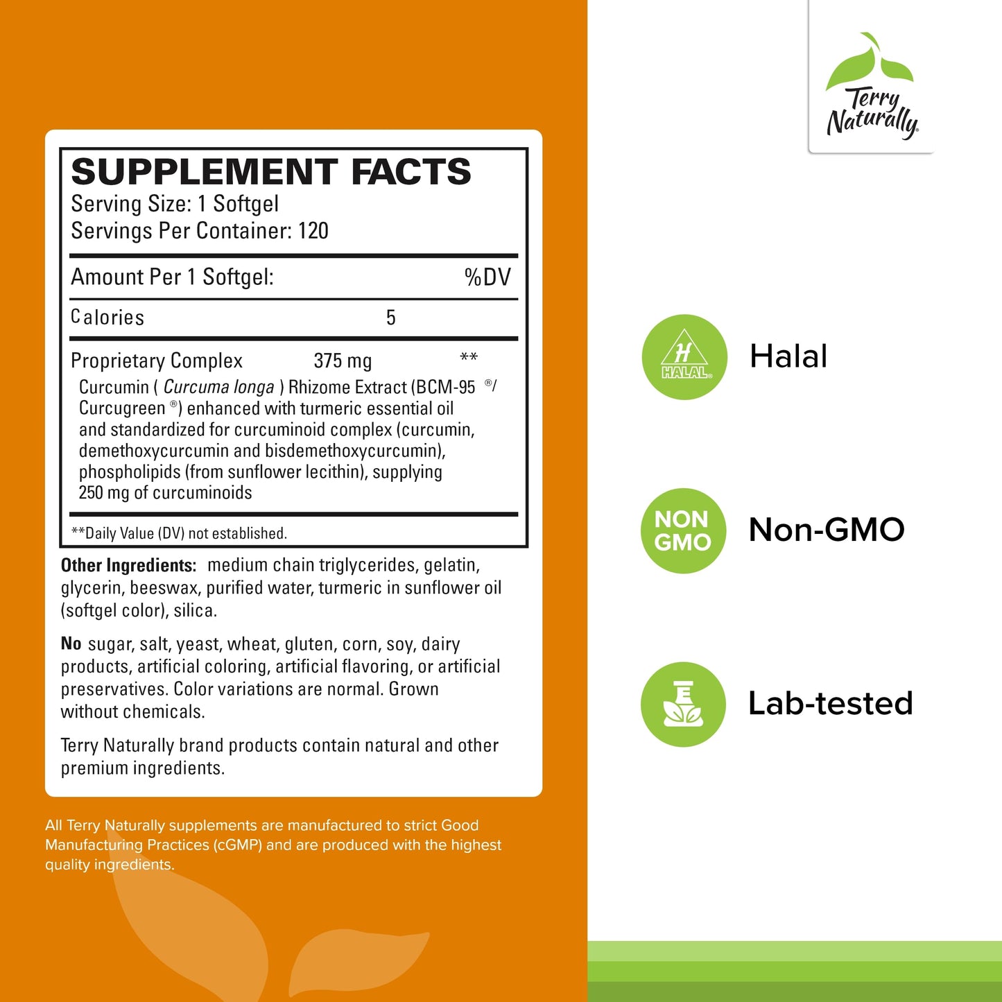 Terry Naturally CuraMed 375mg – Antioxidant Curcumin with Turmeric Essential Oil, Brain + Immune Support, 120 Softgels