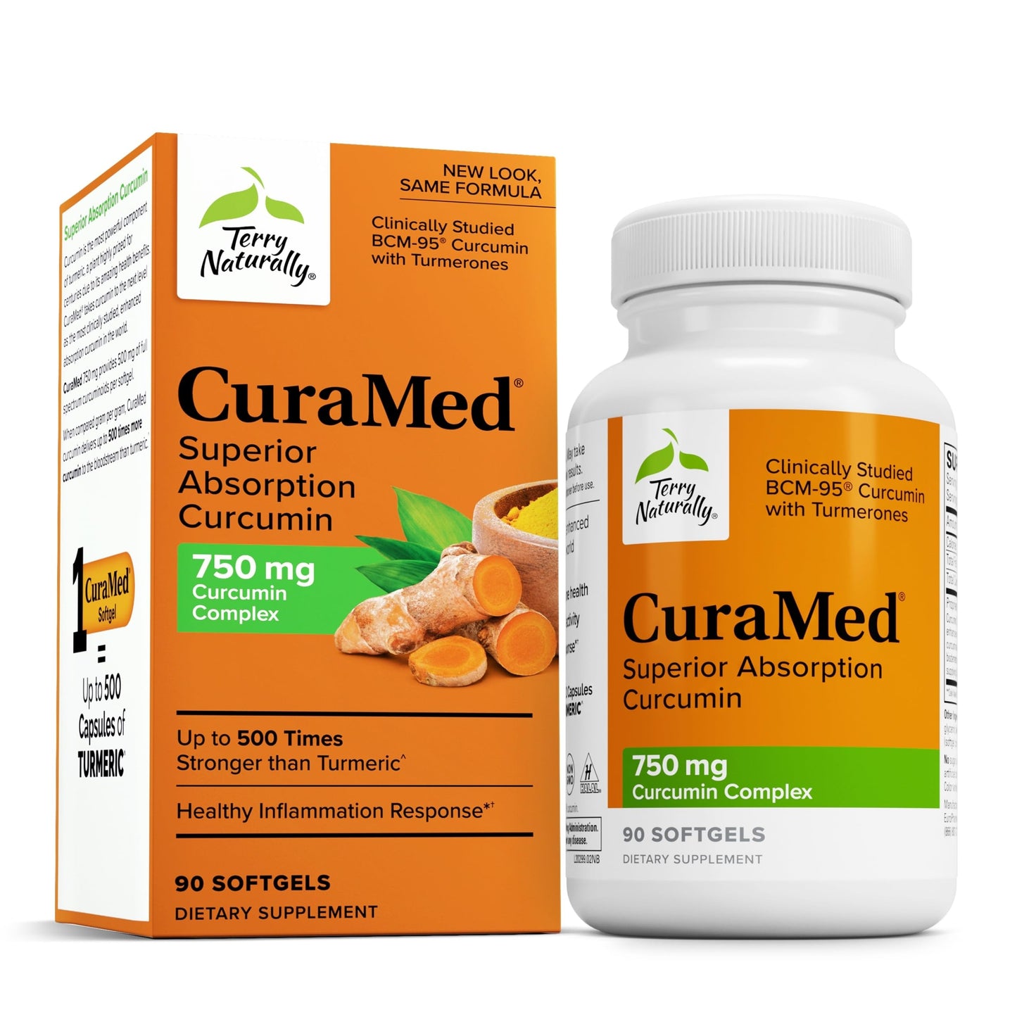 Terry Naturally CuraMed 750mg - High-Potency Curcumin for Brain & Heart Health | 90 Softgels