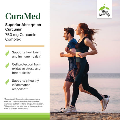 Terry Naturally CuraMed 750 mg – High-Potency Curcumin for Brain & Heart Support – 120 Softgels (Pack of 2)