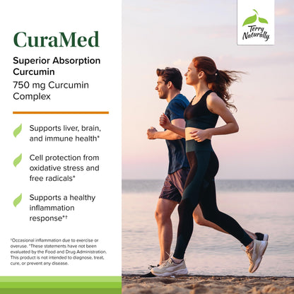 Terry Naturally CuraMed 750 mg - High-Potency Curcumin for Brain, Heart & Immune Support | 120 Softgels