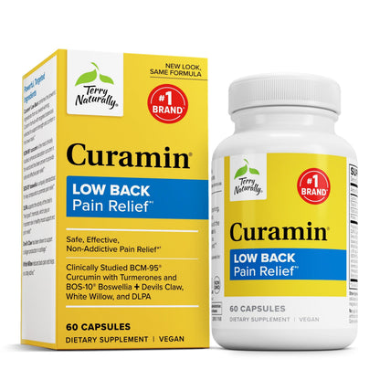 Terry Naturally Curamin Low Back Pain Relief – 60 Capsules (20 Servings) | Curcumin, Boswellia & DLPA | Non-GMO, Vegan, Gluten Free