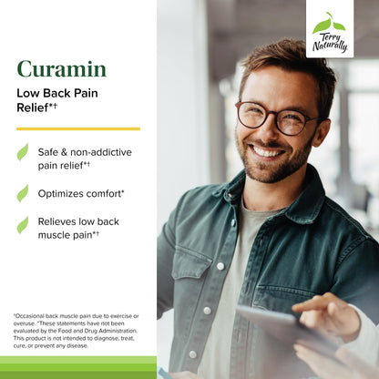 Terry Naturally Curamin Low Back Pain Relief – 60 Capsules (20 Servings) | Curcumin, Boswellia & DLPA | Non-GMO, Vegan, Gluten Free