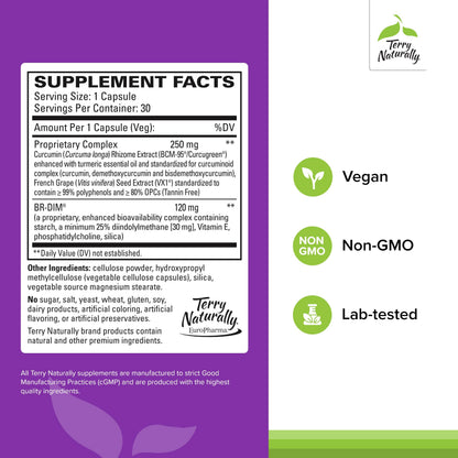 Terry Naturally DIM Complex with BCM-95 Curcumin – Hormone Balance & Liver Support – 60 Capsules (2 Pack)