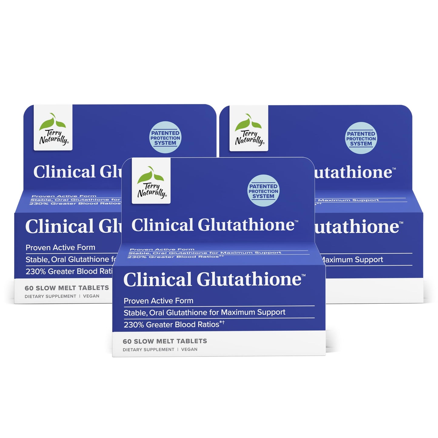 Terry Naturally Glutathione | High-Absorption L-Glutathione Antioxidant (60 Slow-Melt Tablets) 3-Pack