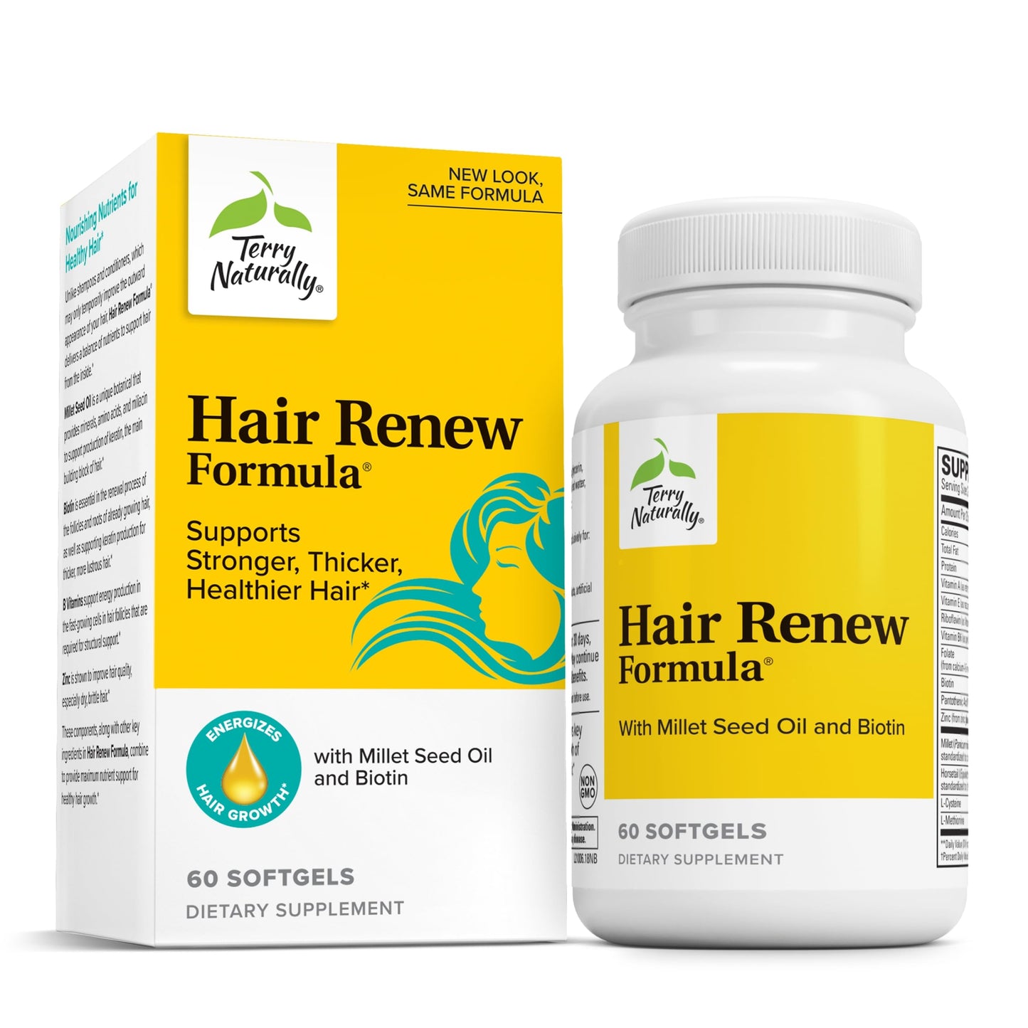 Hair Renew Formula by Terry Naturally – Biotin, B Vitamins & Zinc (60 Softgels)