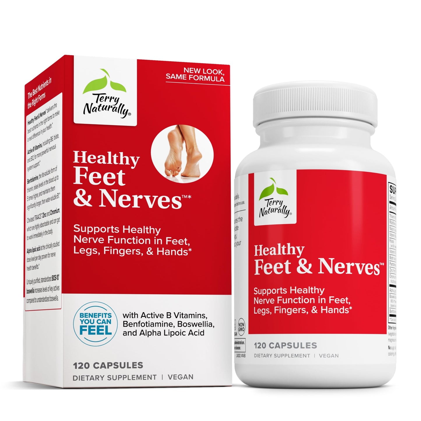 Terry Naturally Healthy Feet & Nerves – Vegan Nerve & Circulation Support with Bioactive B12 – 120 Capsules