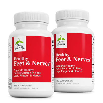 Terry Naturally Healthy Feet & Nerves – Vegan Nerve & Circulation Support with Bioactive B12 & Boswellia Serrata – 240 Capsules (Pack of 2)