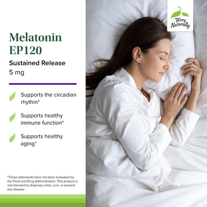 Terry Naturally Melatonin EP 120 5mg – Sleep Support with Antioxidants, Gluten-Free | 60 Tablets