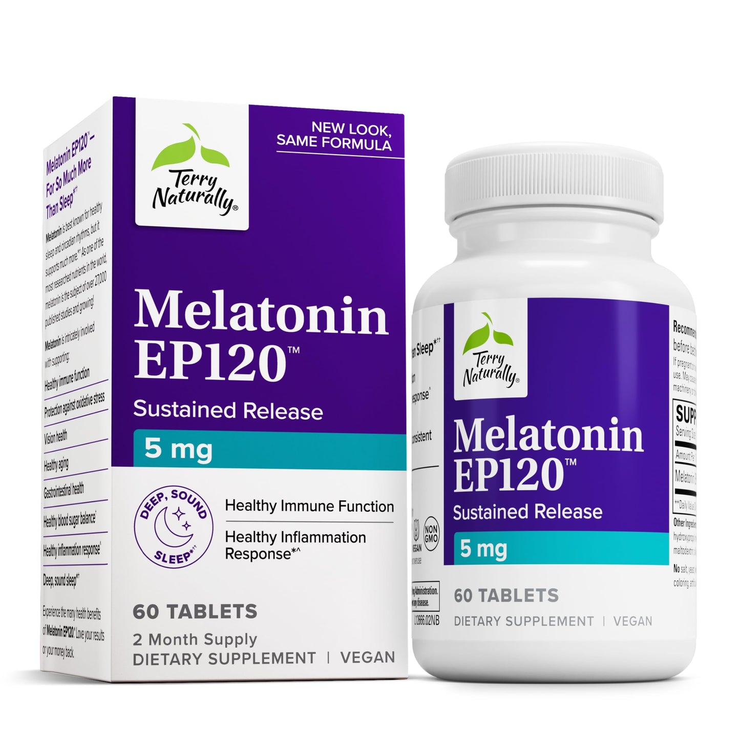 Terry Naturally Melatonin EP 120 5mg – Sleep Support with Antioxidants, Gluten-Free | 60 Tablets