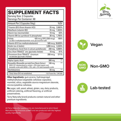 Terry Naturally Healthy Feet & Nerves – Vegan Nerve & Circulation Support with Bioactive B12 – 120 Capsules
