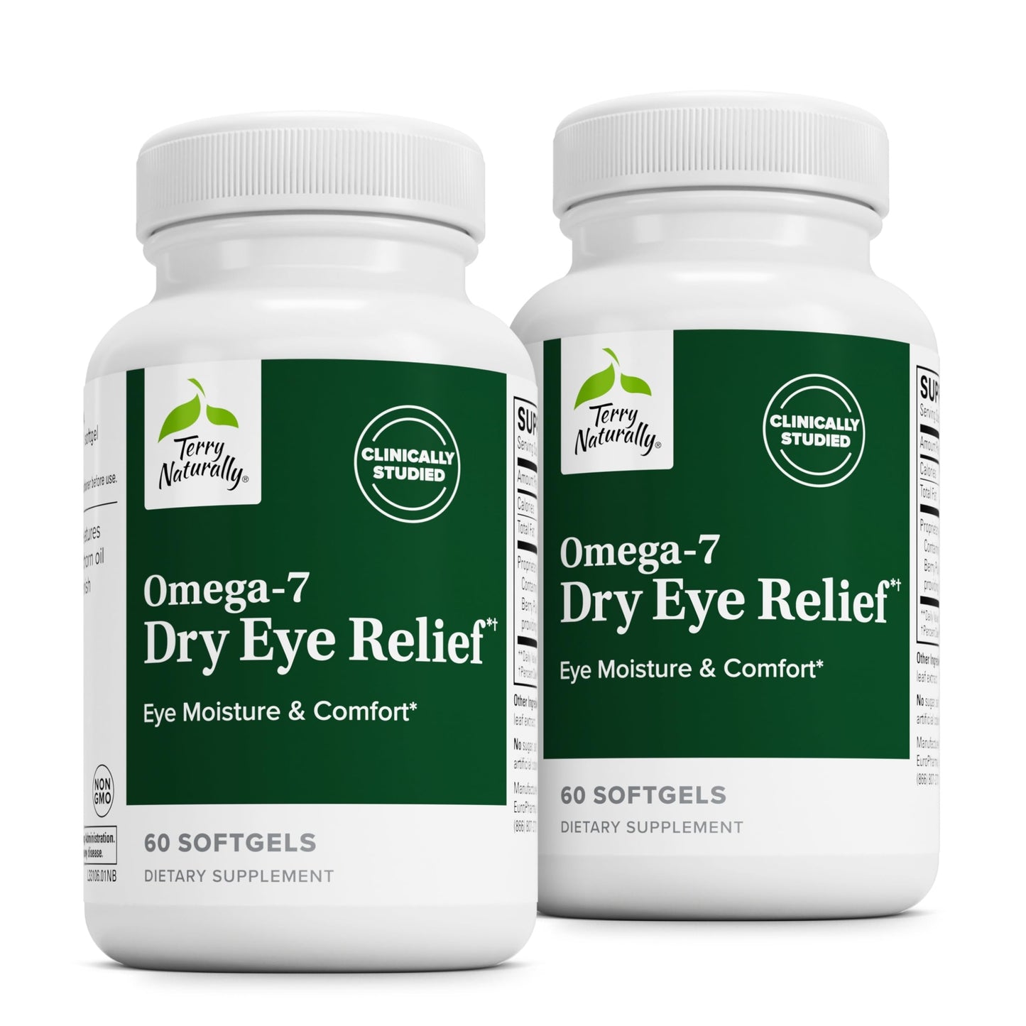 Terry Naturally Omega-7 Dry Eye Relief – Buckthorn Seed Oil Eye Health Supplement (60 Softgels, 2-Pack)