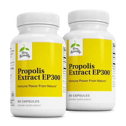 Terry Naturally Propolis EP300 - Immune & Upper Respiratory Support for Child & Adult | 60 Capsules, 2-Pack