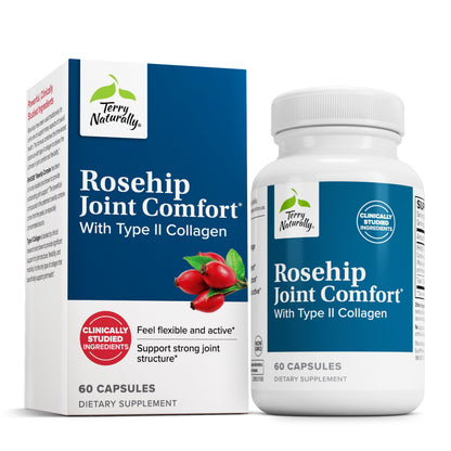 Terry Naturally Rosehip Joint Comfort - Joint Mobility & Flexibility Support - Type II Collagen - 60 Capsules
