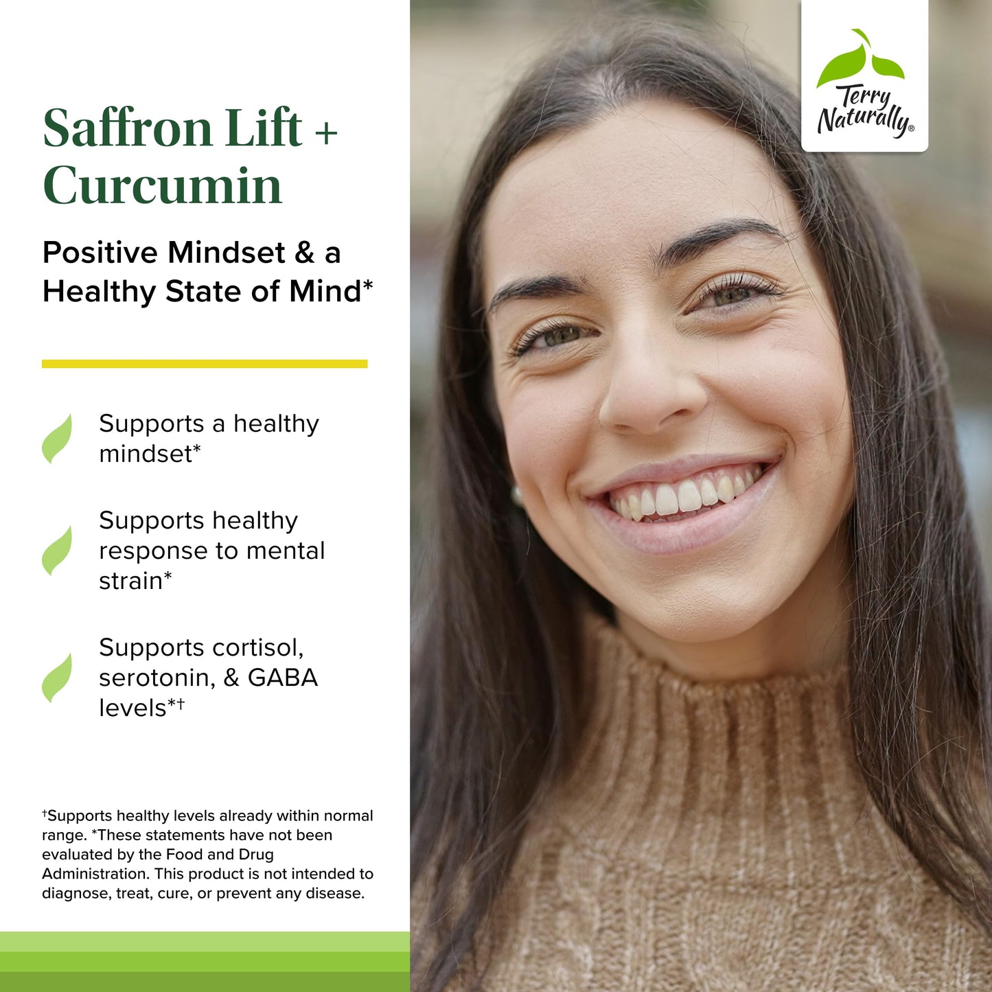 Terry Naturally Saffron Lift + Curcumin — Saffron & Curcumin Capsules for Concentration & Relaxation | Non-GMO | 60 Capsules