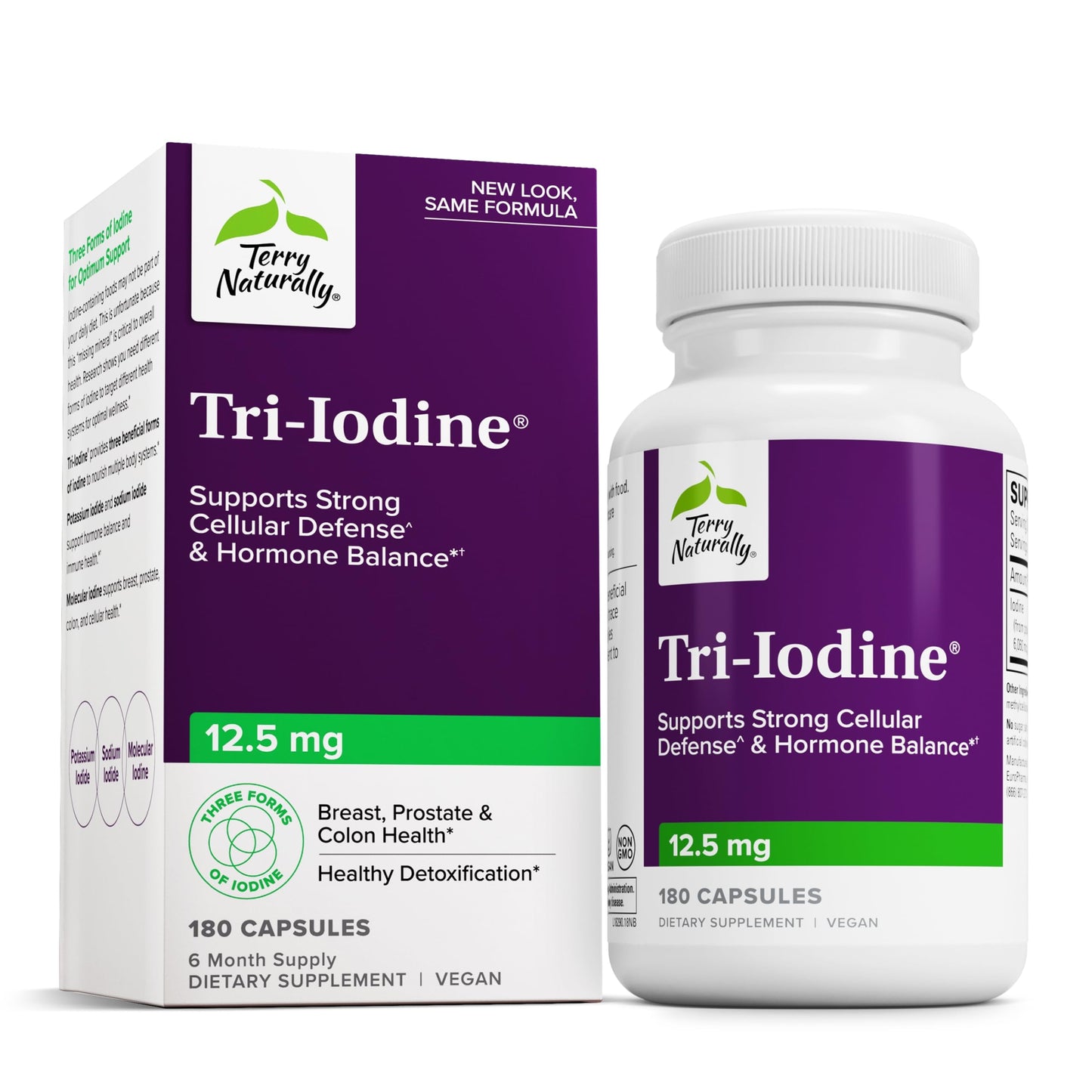 Terry Naturally Tri-Iodine – Thyroid Support, Hormone Balance & Brain Energy, 12.5 mg, 180 Capsules