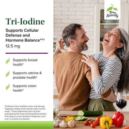 Terry Naturally Tri-Iodine – Thyroid Support, Hormone Balance & Brain Energy, 12.5 mg, 180 Capsules