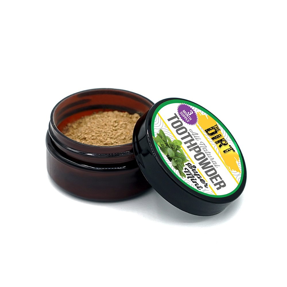 The Dirt Remineralizing Tooth Powder - Hydroxyapatite, Fluoride Free, Gluten Free, Organic Vegan (Super Mint, 25g)