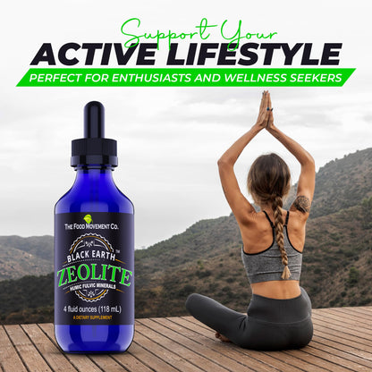 Black Earth Zeolite with Humic Fulvic Acids & Trace Minerals – 4 Fl Oz Drops for Detox, Gut Health & Immune Support | THE FOOD MOVEMENT CO.