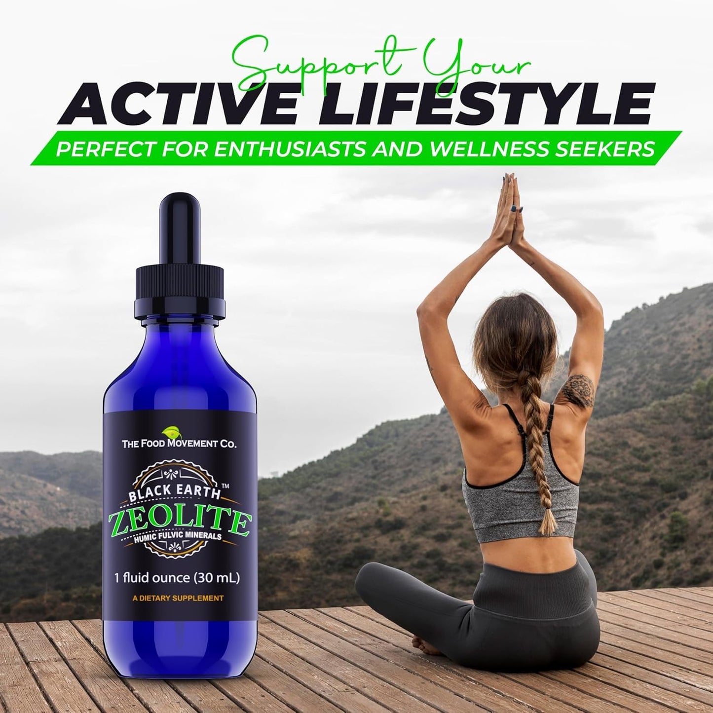 Black Earth Zeolite with Fulvic Acids & Trace Minerals — Liquid Drops (2 oz) for Detox, Gut Health & Immune Support | THE FOOD MOVEMENT CO.