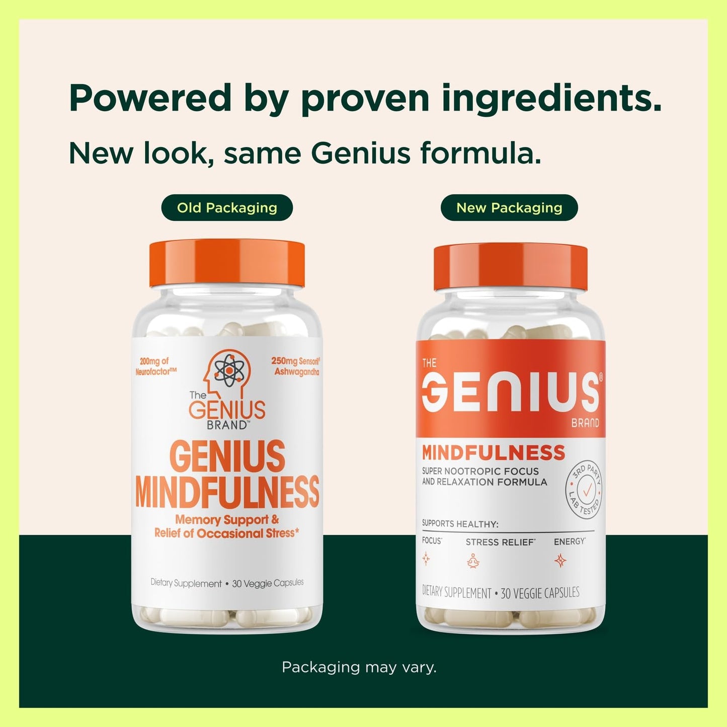The Genius Brand Genius Mindfulness – Brain Health Supplement for Calm, Focus & Memory | 30 Veggie Pills