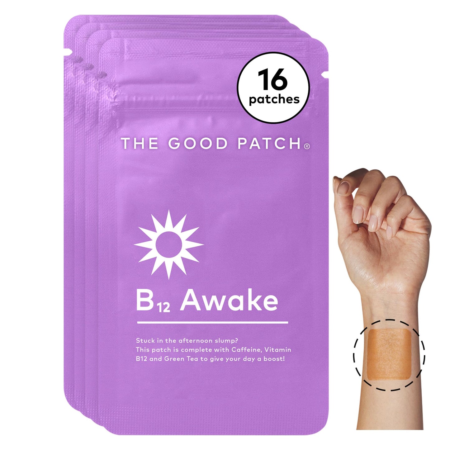 The Good Patch B12 Awake Patch – Caffeine, B12 & Green Tea Energy Patches (16 Pack)