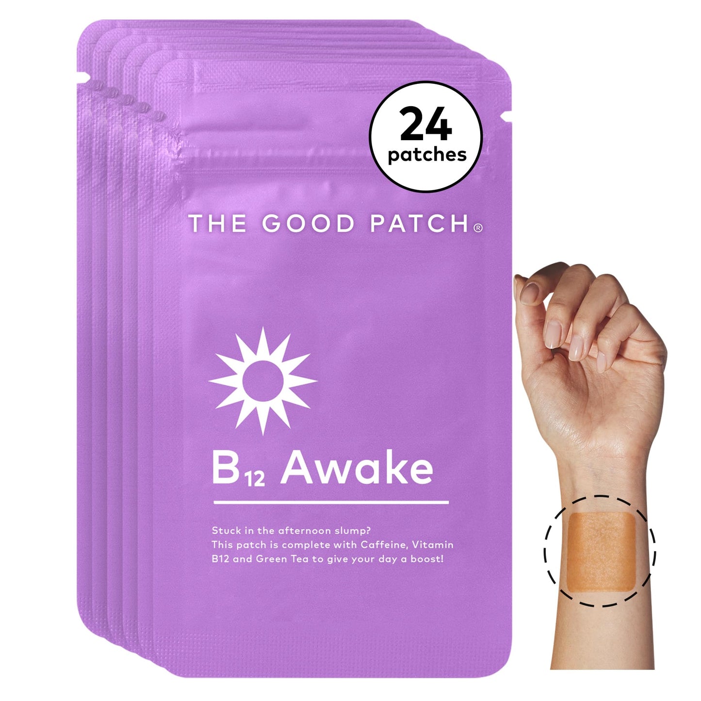 The Good Patch B12 Awake Patch | Caffeine, B12 & Green Tea for Natural Energy (24 Patches)
