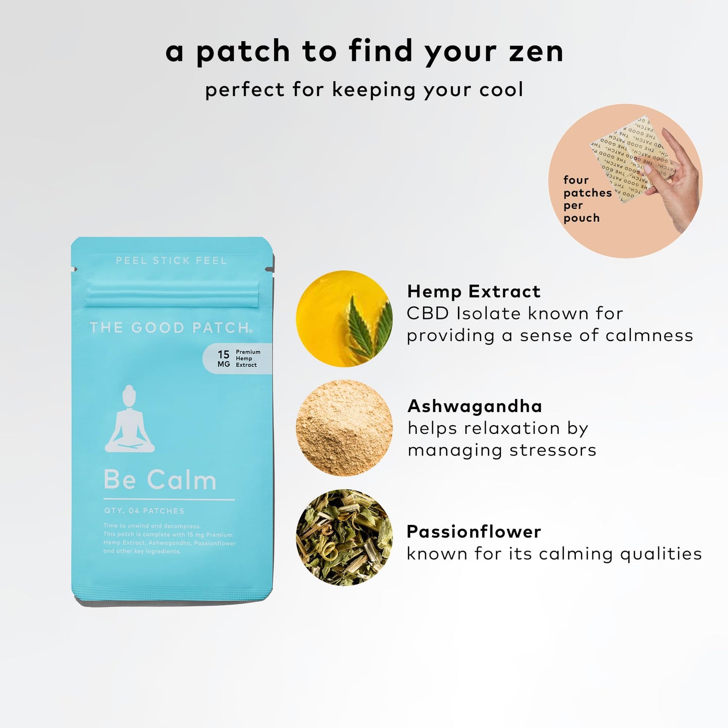 The Good Patch Be Calm Patch with Hemp – Unwind, Decompress, Plant-Powered Wellness