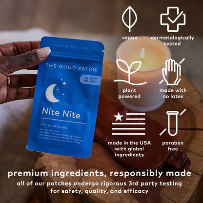 The Good Patch Nite Nite Sleep Patch – Plant-Powered, Sustained-Release Sleep Support (16 Patches)