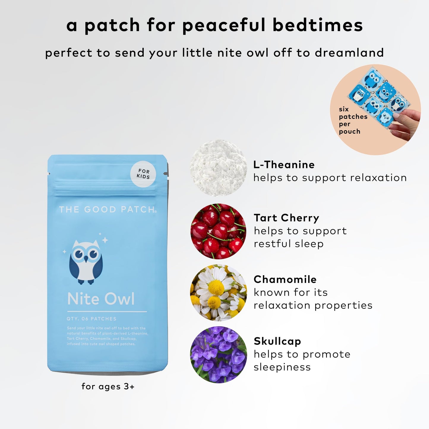 The Good Patch Nite Owl Patch for Kids — Natural Sleep Support (24 Patches)