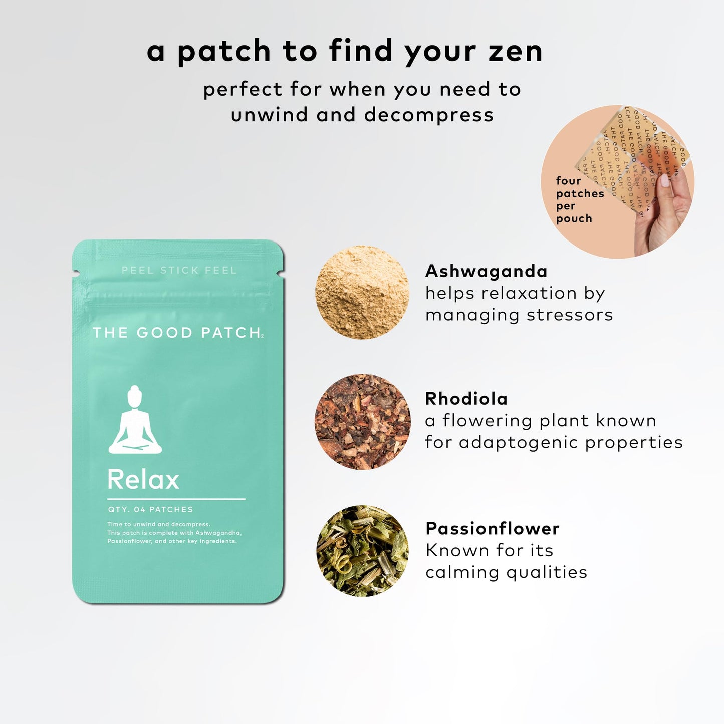 The Good Patch Relax Patches – Unwind with Ashwagandha & Ginger (8 Patches)